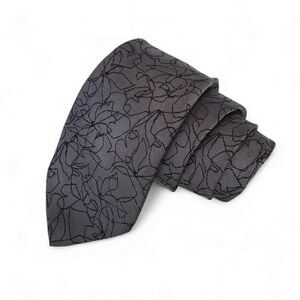 Calvin Klein 100% Silk Tie Gray & Black Abstract Graphic Pattern